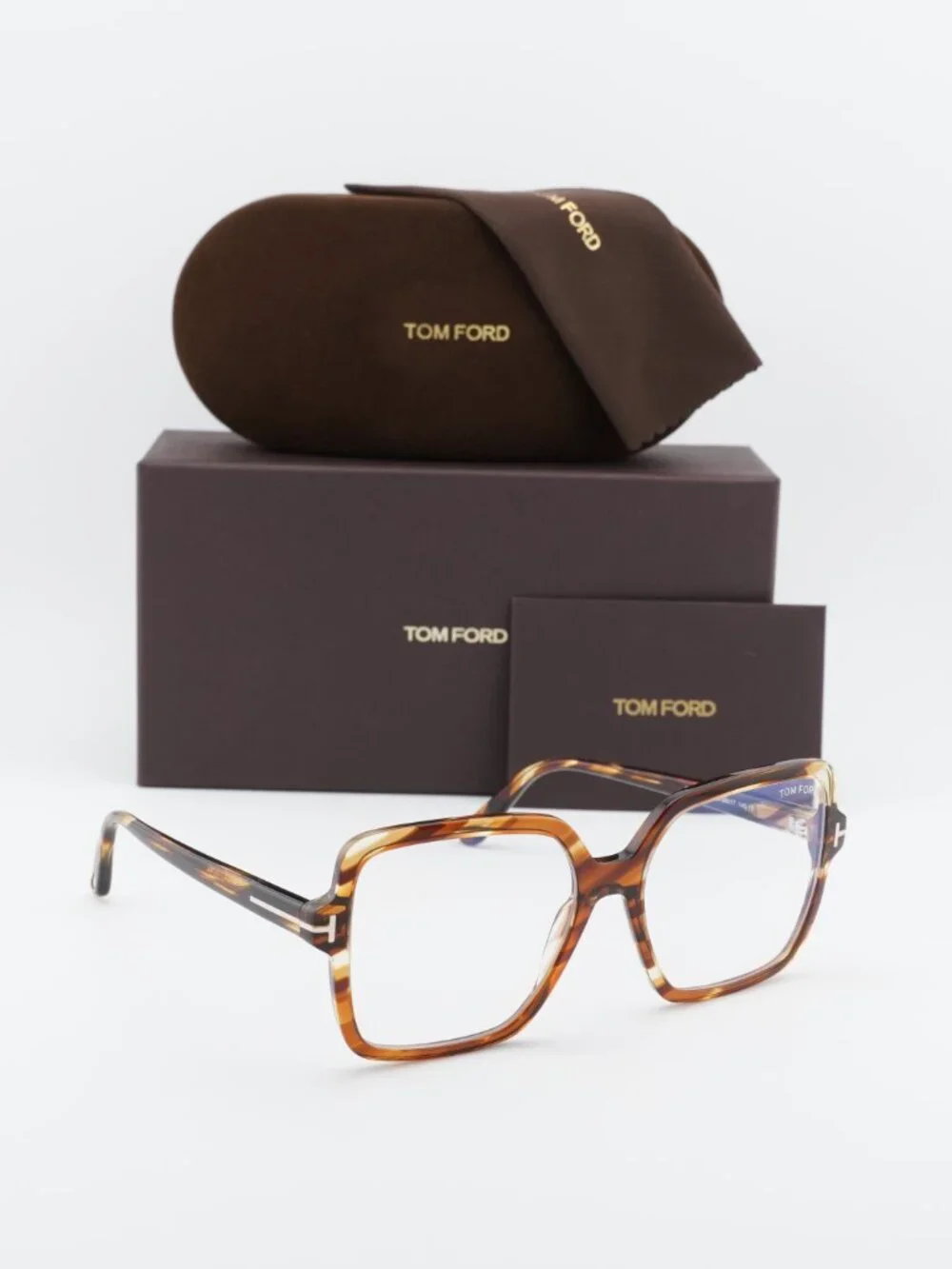 Tom Ford FT6063-B 055 Square Eyeglasses –  Coloured Havana 56mm